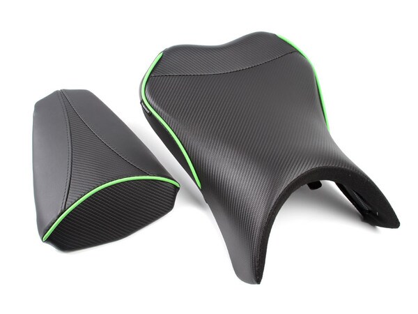 Kawasaki Ninja 1000 / Z 1000 2010-13 World Sport Front Seat with Matching Rear Seat Cover, Kawasaki Green Welt.